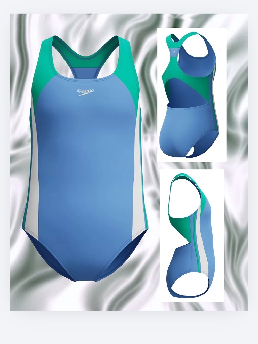 Speedo Blue & Teal Competitive One-Piece Swimsuit